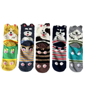 Wholesale 3D Cartoon Puppy Animal Girl Straight Board Socks Cute Medium Tube Cotton Socks for Women
