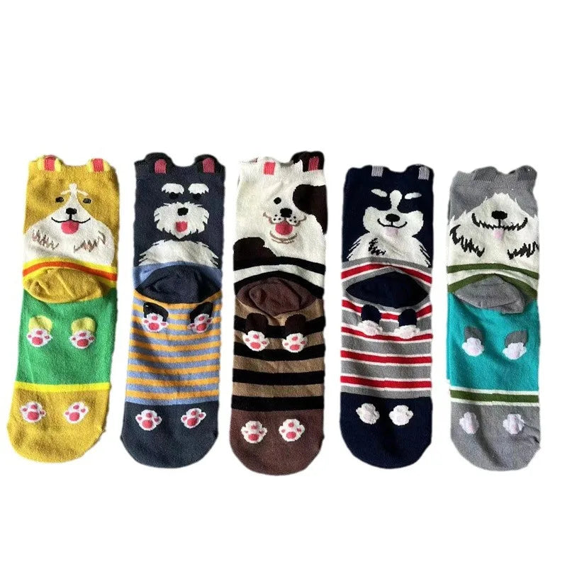 Wholesale 3D Cartoon Puppy Animal Girl Straight Board Socks Cute Medium Tube Cotton Socks for Women