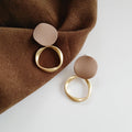 Spring Brown Earrings Vintage Matte Drop Earrings for Women Metal Fashion Statement Dangle Earring Trend Jewelry