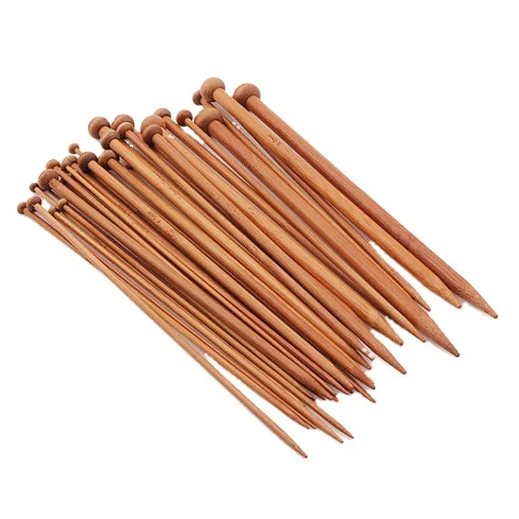 36pcs Smooth Crochet Carbonized Bamboo Single Pointed End Knitting Needles 18 Sizes for Hand Knitting