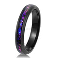 POYA Romantic 4mm Purple Amethyst Blue Galaxy Ring Inlay Black Tungsten Ring  for Women Gifts or Anniversaries