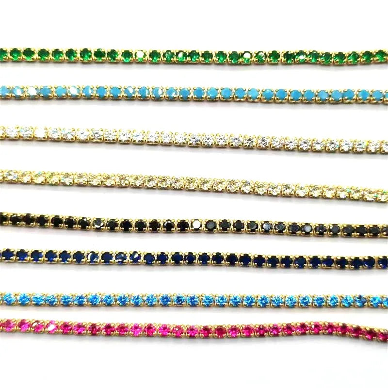 Daidan Silver Chain Necklace 925 Sterling Women Choker Cubic Zirconia Tennis Cz Diamond Tennis Colorful Necklaces for Women