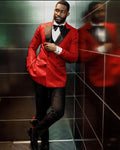 2025 New Design Red Jacquard Tuxedos Top Lapel for Wedding Double Breasted Men Suits Prom Costume Homme Jackets With Vest Pants