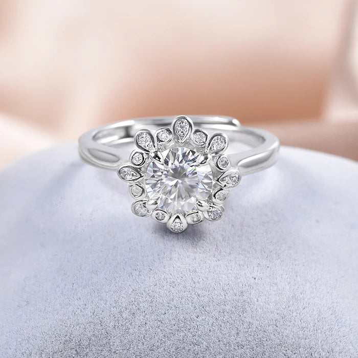 Vintage Ring With D VVS Moissanite Loose Gemstone925 Sterling Silver Ring