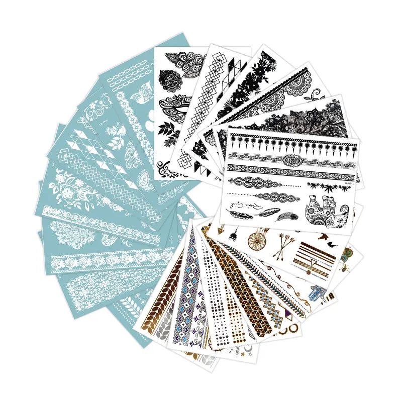 Fashion Customized Gold Silver Bling Flash Henna Tattoo Sticker