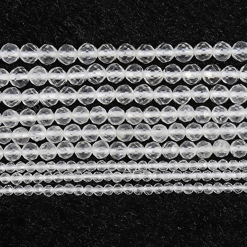2mm 3mm 4mm Natural Micro Faceted Clear Crystal Quartz Loose Bead Rock Crystals Stone Beads for DIY Jewelry Making
