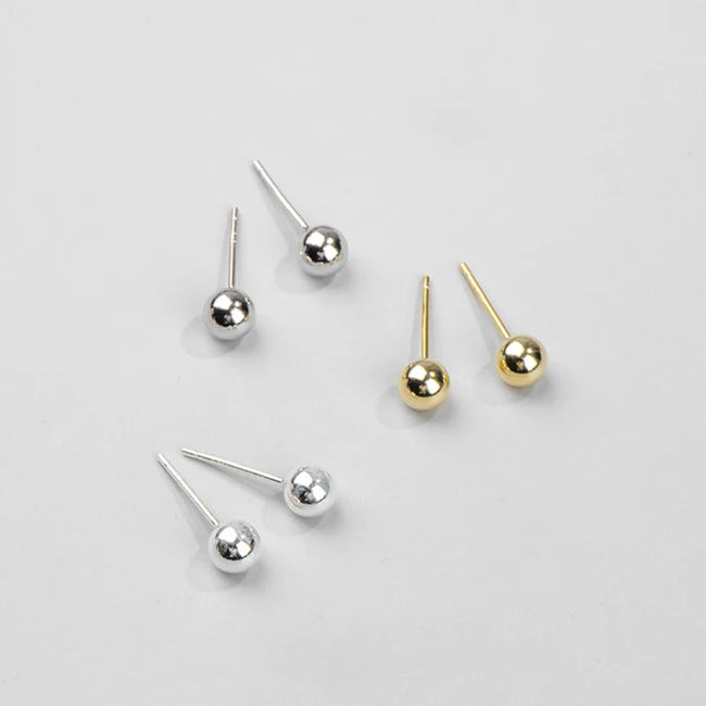 Pure Silver Cheap Jewelry Anti Allergic Cute Earring Multi Size Ball Beads Initial Stud Earrings for Girls