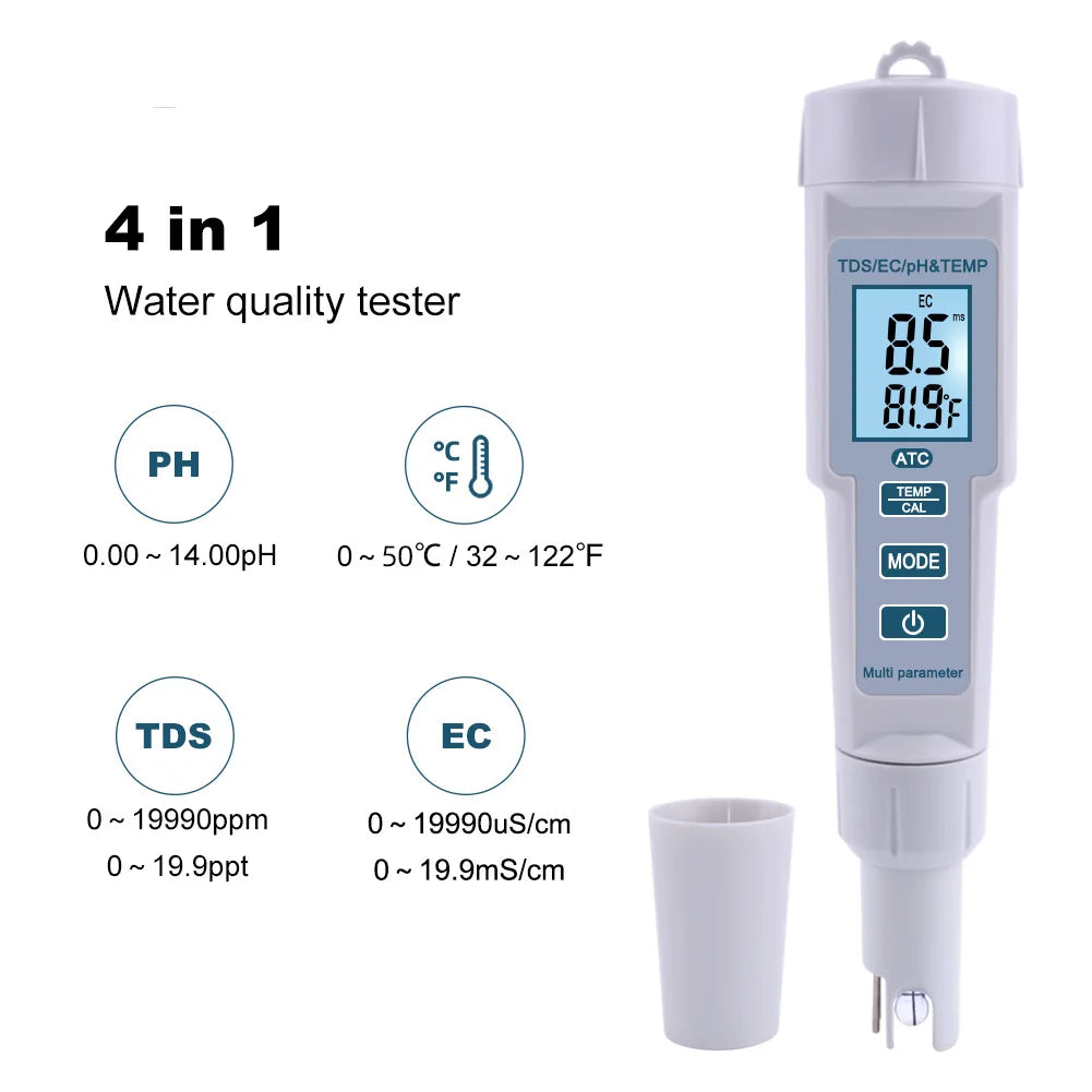 PH Meter / Tds / Ec / Digital Temperature Meter Water Quality Monitor Tester for Swimming Pools Drinking Water test