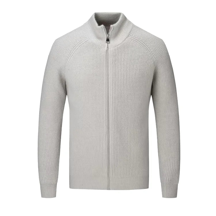 Men's Casual Turtleneck Cardigan Wholesale Full Zipper Coat Knit Sweater With Letter Pattern Winter Season Fashion