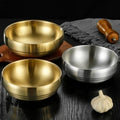 304 Stainless Steel Bowls Double Wall Rice Bowls Golden Salad Noodle Bowl for Fruit Cereal Snack Appetizer Metal Gold Sauce Dish