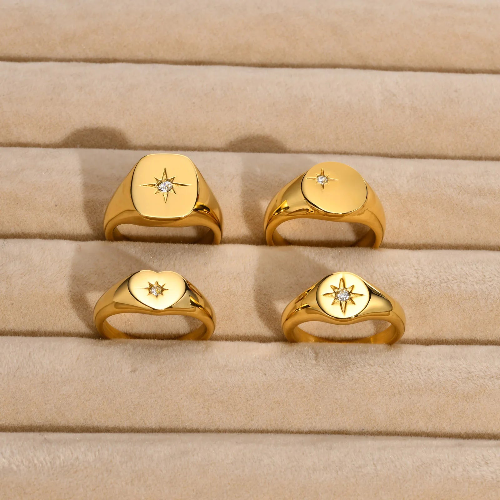 Stainless Steel Gold Plated Trendy Jewelry Simple Geometric Custom Signet Ring Fashion Jewelry Rings Rings Jewelry Women