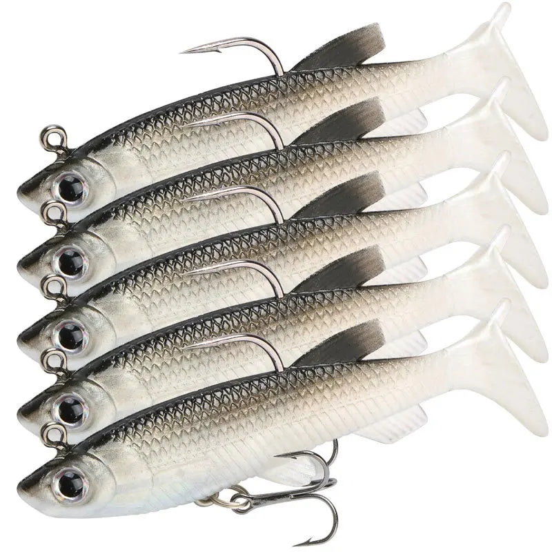 SNEDA 8cm 13g Black White Lead Fish Lure With Treble Hook Single Hook Swimbait Artificial Soft Bait for Bass Carp Perch