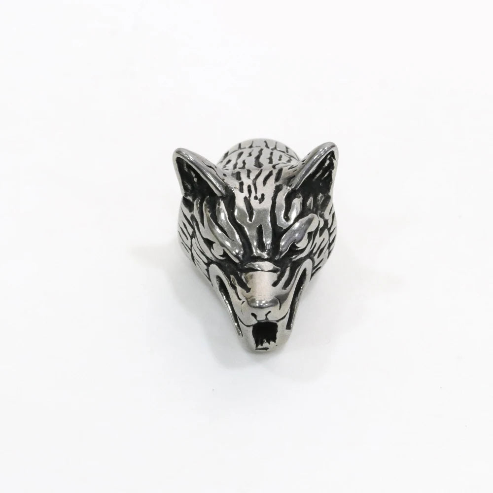 High Quality Stainless Steel Wolf Head Cord Charm for DIY Leather Push Button Connector Charm