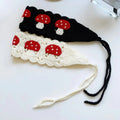 New Fashion Knitted Head Wraps with Ties Cottagecore Sweet Mushroom Floral Pattern Headband Hand Made Crochet Bandanas Women