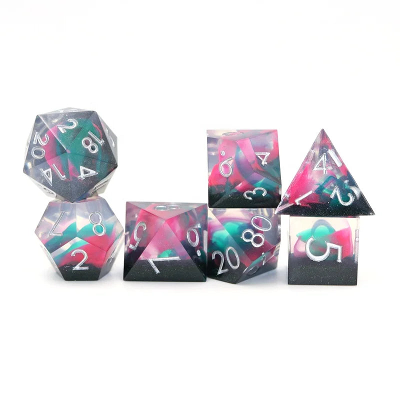 Custom 16mm Polyhedral RPG Dice Set for DND Games Sharp Edge Resin Dice