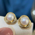 Classic Bird's Nest Earrings 7-8mm Natural Freshwater Pearl Zhuji Pearl Jewelry for Women Popular Accessory