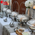 Hotel Wedding Diamond Pattern Buffet Heat Preserving Food Warmer Silver and Gold Chafing Dish Buffet Set With Hanging Lid MegaBDM