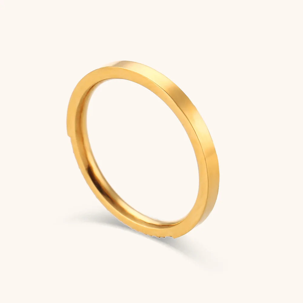 Wholesale Custom Non Fade Fine Rings Wedding Fashion Jewelry 18K Gold Plated Stainless Steel Zircon Rings for Women