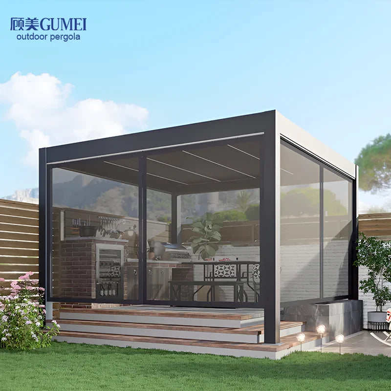 3x3 3x4 4x4 6x4 m OEM Factory Modern Outdoor Bioclimatic Pergola Aluminum Louver Pergola