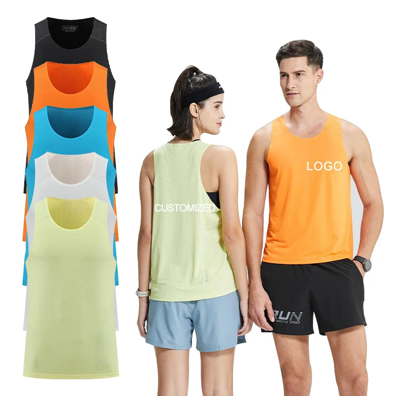 Men's High Elastic Breathable Sleeveless Fitness Running Vest Custom Logo Sporty Cotton Spandex Plus Size Bodybuilding