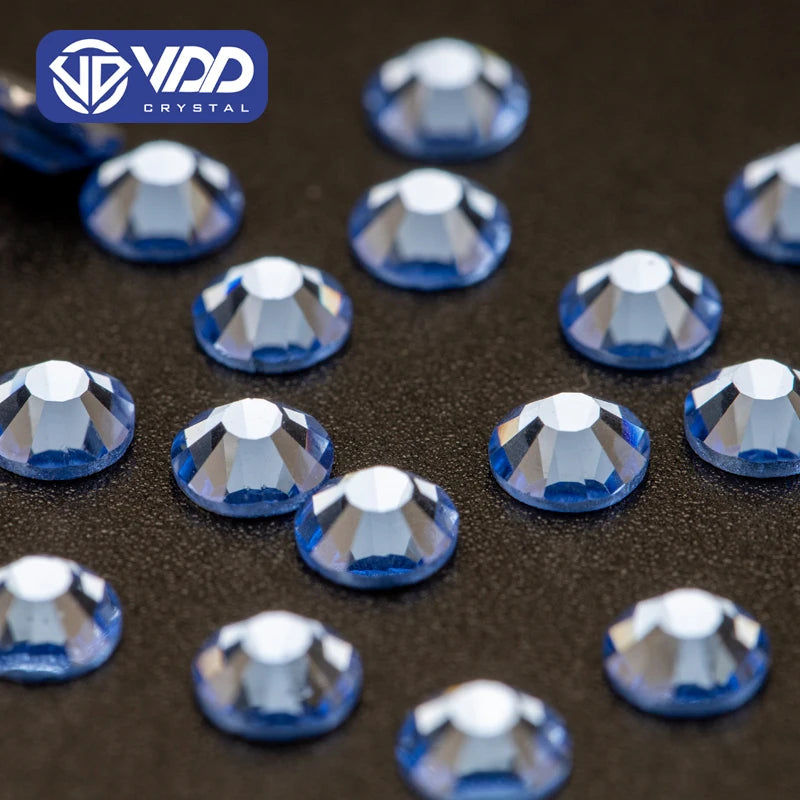VDD 028 Lt.Sapphire SS3-SS50 Glass Rhinestones Crystal Non Hotfix Flatback Strass Stones for Nail Art DIY Decorations