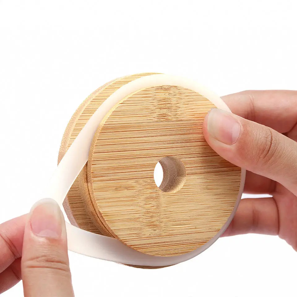 Customized Logo and Size Bamboo Wooden Lid for Juice Glass Water Bottle Jar Non-Refillable Bottle Caps & Closures