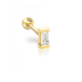 925 Sterling Silver Stud Rectangular Geometric Zircon Threaded Earrings Gold and Rhodium Plated for Anniversary Party Gift