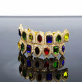 Special Hip Hop Gold Color Vampire Teeth Grills Micro Pave Multi-Color CZ Bling Cubic Zircon Top Bottom Teeth Party Gifts