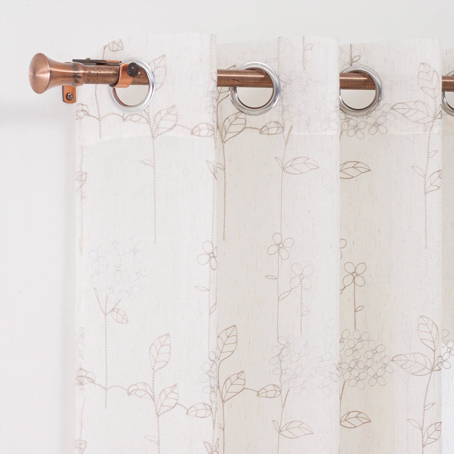 Floral Pattern Sheer Tulle Embroidery Curtains for Living Room Window Low MOQ Embroidered Design Drapes