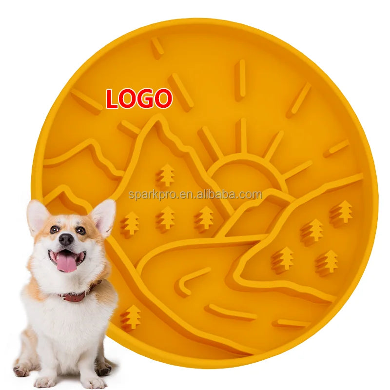 Customized Dog Bowl Great Outdoors Design Enrichment Feeding Food Grade Pet Silicone Slow Feeder Bowl MegaBDM