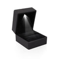 Custom Logo Elegant Diamond Ring Case Luxury Black Proposal Wedding Led Ring Box Packaging With Light for Engagement