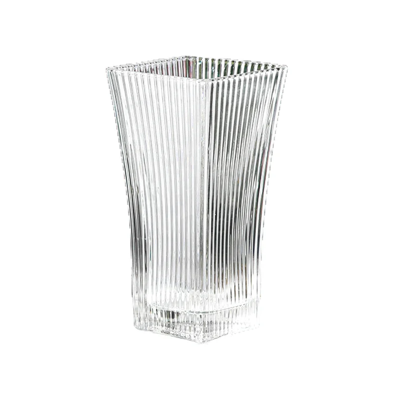 2022 Latest European Style Transparent Square Tabletop Vase Modern for Wedding Home Decor for Living Room Flower Shop Decoration