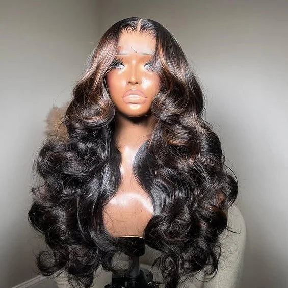 Top Quality Lace Frontal Ombre Dark Brown Loose Deep Wave Vietnamese Raw Hair Wigs 13x4 Glueless HD Wig Pre-plucked for Women MegaBDM
