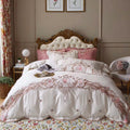 Customized Luxury Geometric Embroidery Pink 4 Pcs 500TC Pure Cotton Quilt Cover Bed Sheets Bedding Set for Home