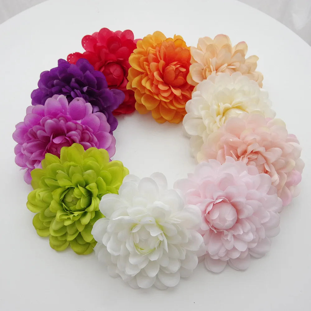 Nice Color 11cm Silk Dahlia Flower Head Wedding Decoration Backdrop DIY Artificial Flowers