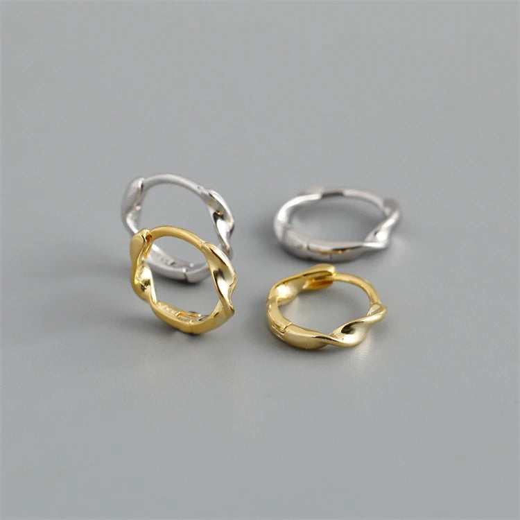 New Personality 925 Sterling Silver Fashion Simple Twisted Circle Hoop Earring Women Fine Jewelry