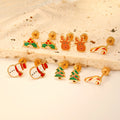 Cute Christmas Accessories Snowman/Bell Stud Earrings Small Green Tree Surgical Steel Piercing Jewelry Festival Gift