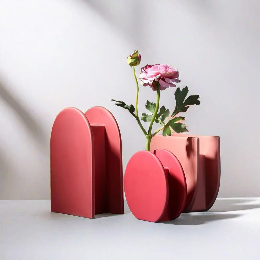 Wholesale Modern Geometric Nordic Ceramic Vase Bright Color Morandi Ins Design Creative Table Vase Decoration for Centerpiece
