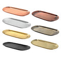 Rolling Food Plate Dinnerware Set Custom Hotel Rose Gold Dishes Metal Stainless Steel Cosmetics Cookie Dessert Oval Serving Tray