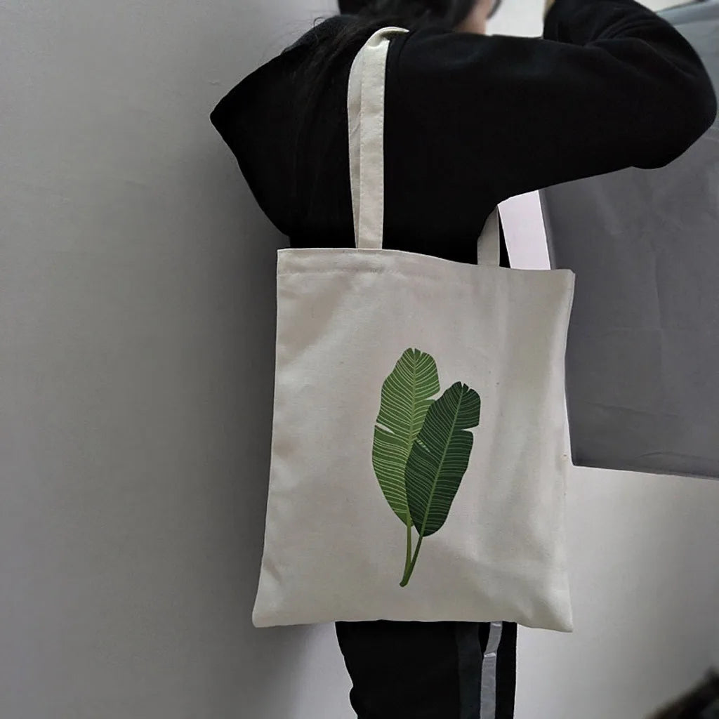 Wholesale  Eco Friendly Canvas Tote Bag with Zipper Pocket Cartoon Pattern Portable Canvas Cute Printing
