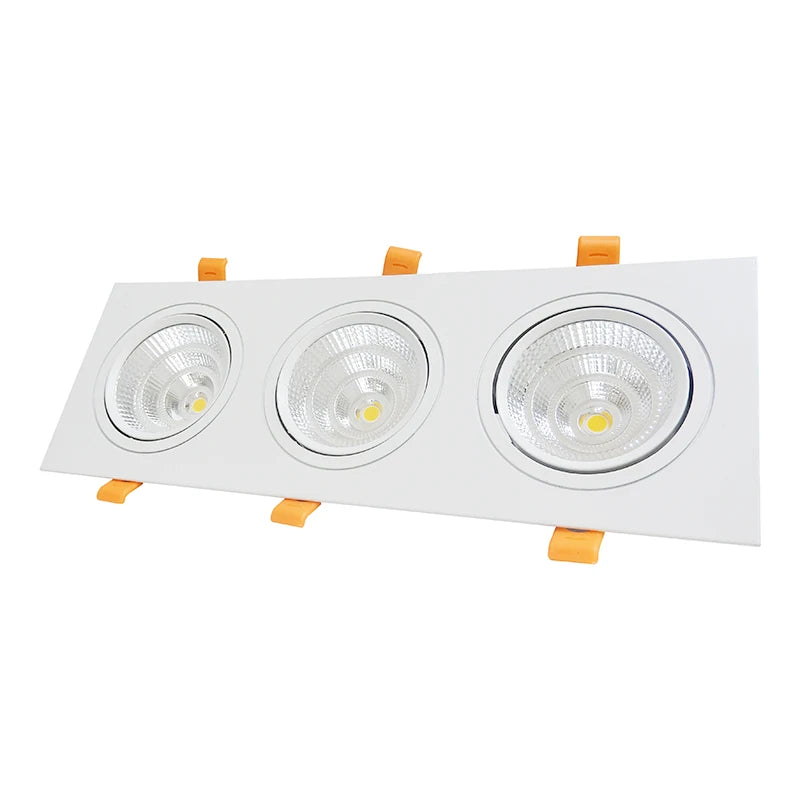Jpungsun Adjustable 3w 5w 7w 9w 12w 15w 18w 6000k Spot Light Aluminum Ceiling Recessed Led Cob Square Downlight 2x20W