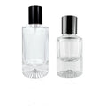 Thick Bottom Crimp Neck Luxury 50ml Perfume Bottle with Black Gold Sliver Aluminum Atomizer clear Fine Mist Glass Spray Bottle