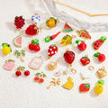New DIY Stainless Steel Customize 18k PVD Gold Plated Fruit Pendant  Bracelet Necklace Enamel Pendant Charms for Jewelry Making