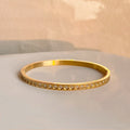 2024 Dazan New 18k Gold Plated Stainless Steel Super Shiny Polished Simple Style Clear Square 4mm Bracelet Jewelry