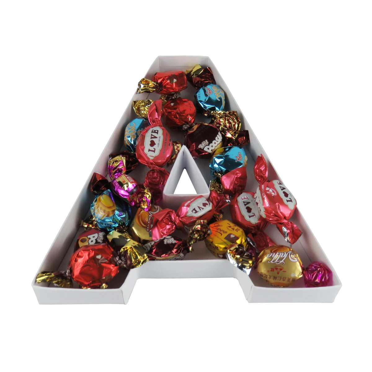 Decorative White Paper Alphabet Cardboard Boxes Mache Letter Shaped Gift Box for Candy