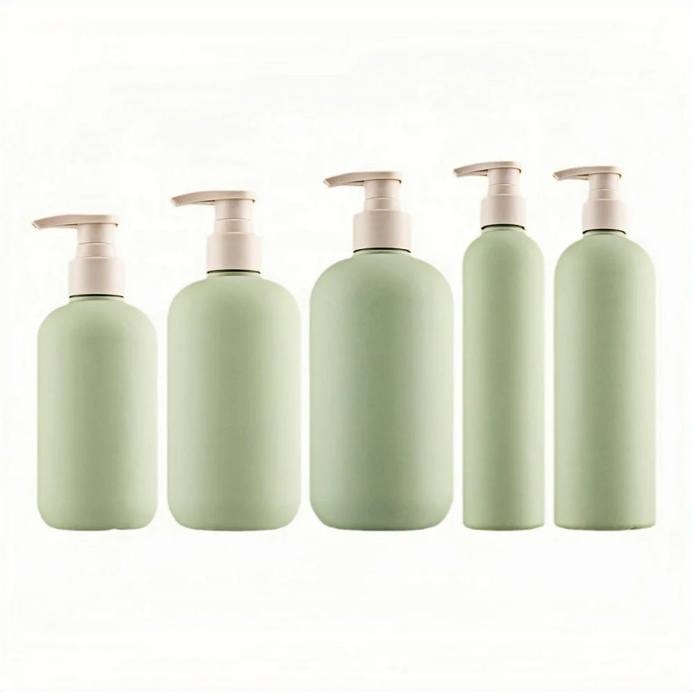 Custom Logo Soft Touch Matte Green HDPE Shampoo Bottle 200ml 300ml 500ml Lotion Pump Bottle for Body Wash Skincare Packaging