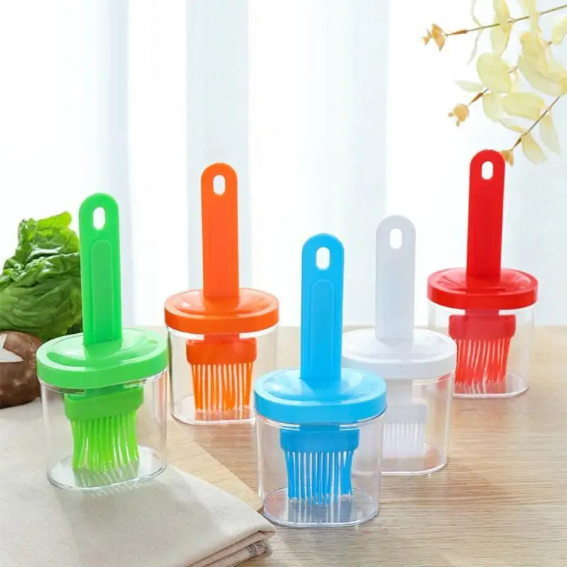 Silicone Barbecue Brush with Food Oil Bottle Spices Pepper Cruet Jars New Kitchen Storage Plastic Container for BBQ Pastry Tools