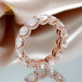 Custom Full Eternity Ring 5mm Round Cut Moissanite Diamond Women 925 Silver Rose Gold Plated Wedding Band Rings
