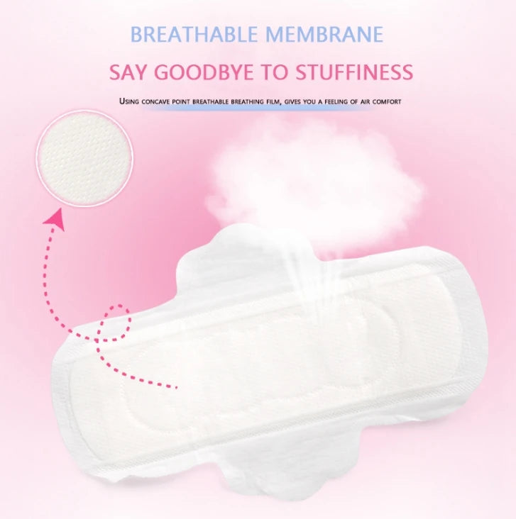 China Factory Cotton Sanitary Napkin Biodegradable and Breathable Raw Material Soft Fusible Cross Style