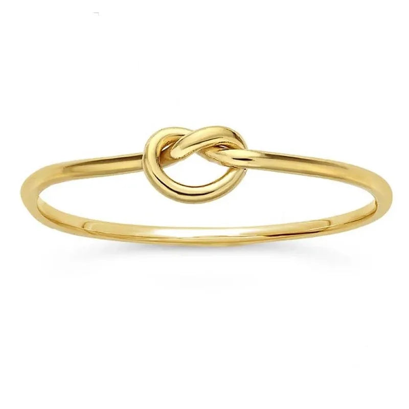 Real 14K Gold Filled Love Knot Boho Minimalist Slim Knuckle Finger Ring Jewelry Accessories for Women